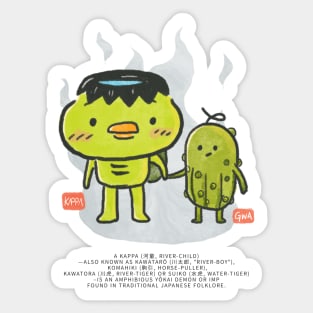 Funny and Cute Japanese folklore ghost, Kappa and his BFF. Sticker